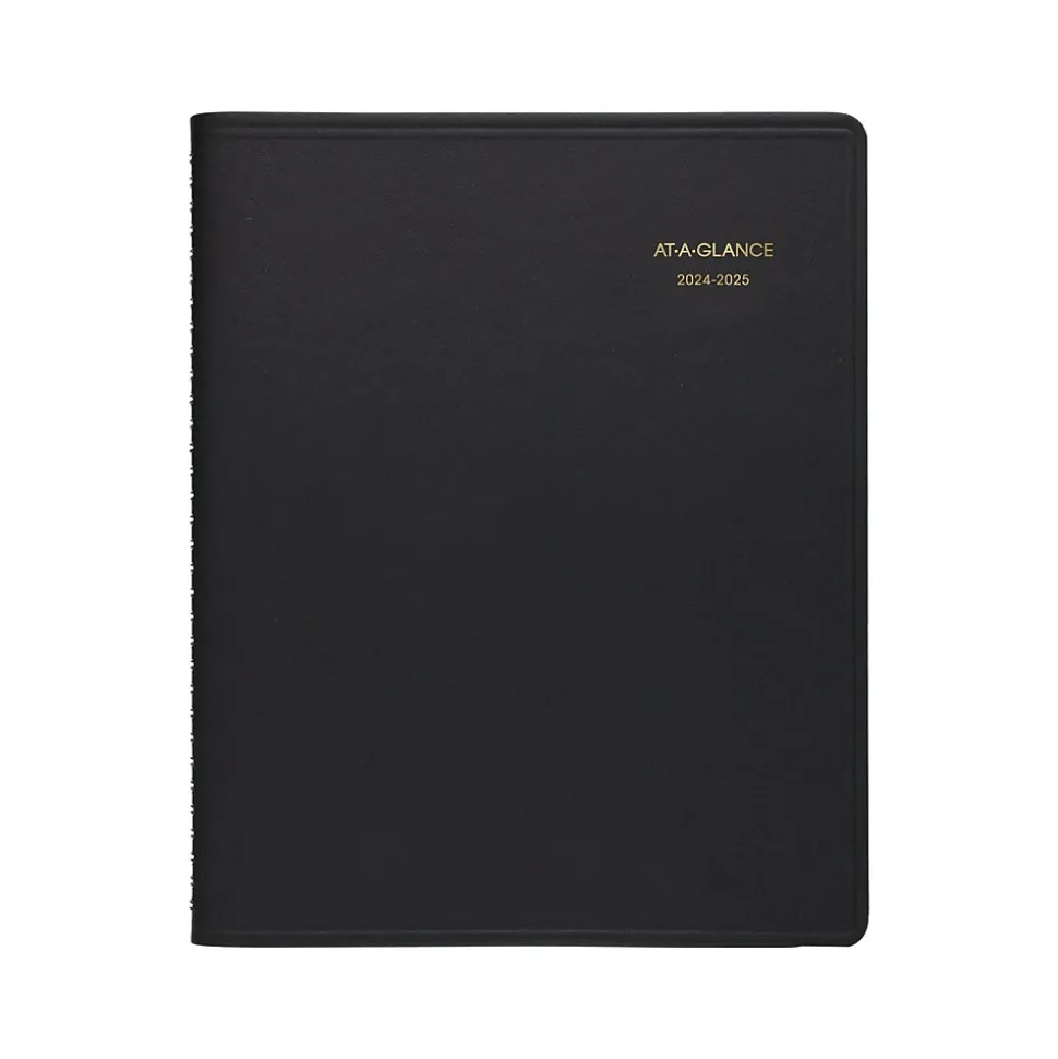 2024-2025 AT-A-GLANCE 9" x 11" Academic Monthly Planner, Faux Leather Cover, Black (70-074-05-25)