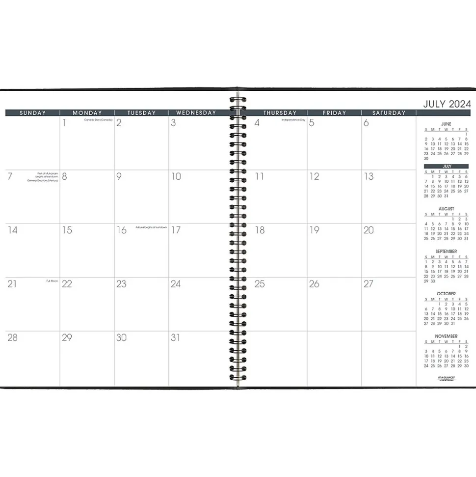 2024-2025 AT-A-GLANCE 9" x 11" Academic Monthly Planner, Faux Leather Cover, Black (70-074-05-25)
