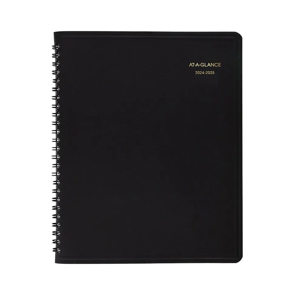 2024-2025 AT-A-GLANCE 7" x 8.75" Academic Monthly Planner, Faux Leather Cover, Black (70-127-05-25)