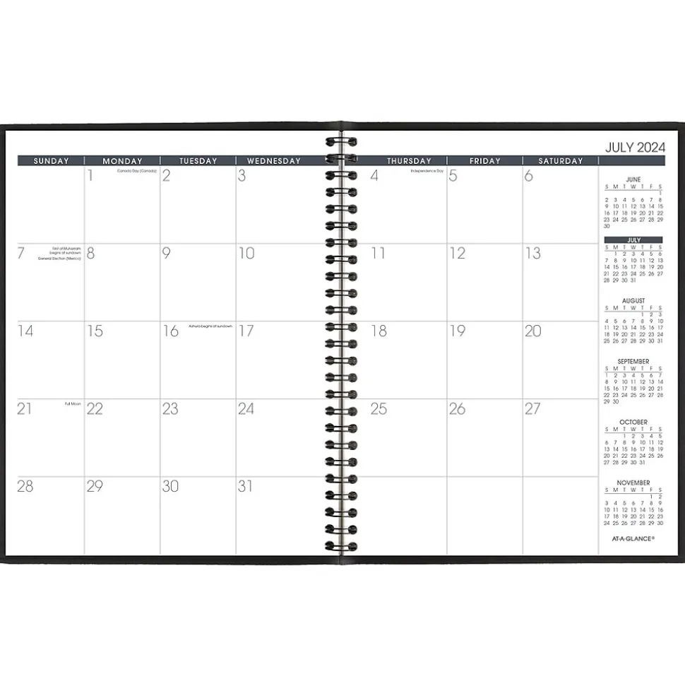 2024-2025 AT-A-GLANCE 7" x 8.75" Academic Monthly Planner, Faux Leather Cover, Black (70-127-05-25)