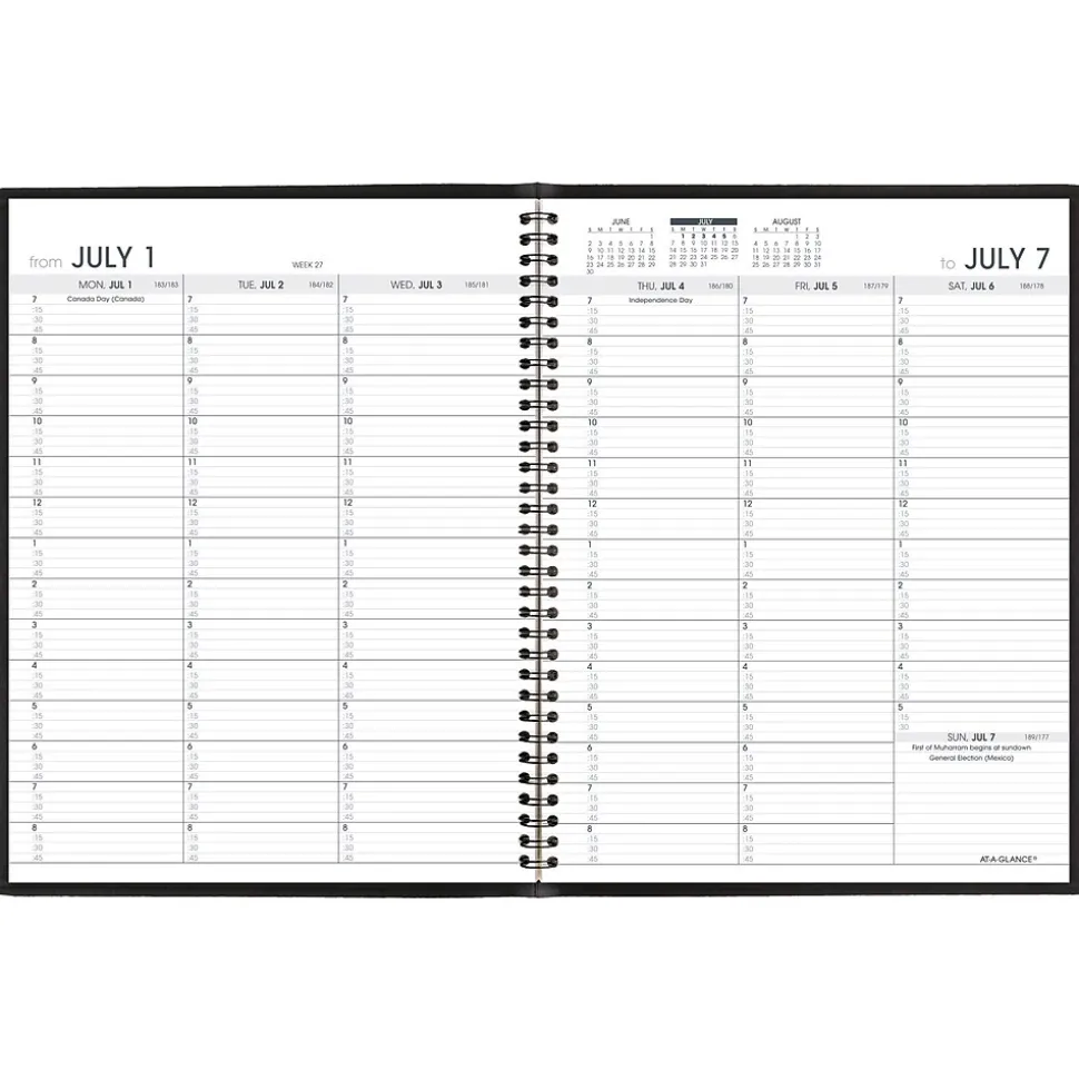 2024-2025 AT-A-GLANCE 7" x 8.75" Academic Weekly Appointment Book, Faux Leather Cover, Black (70-958-05-25)