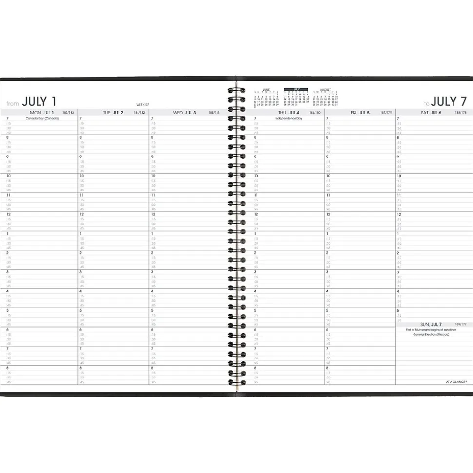 2024-2025 AT-A-GLANCE 8.25" x 11" Academic Weekly Appointment Book, Faux Leather Cover, Black (70-957-05-25)