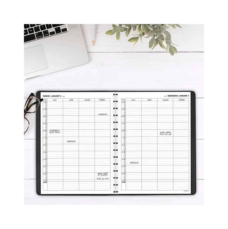 2025 AT-A-GLANCE 8" x 11" Calendar Year/Daily Appointment Book, Faux Leather Cover, Black (70-822-05-25)
