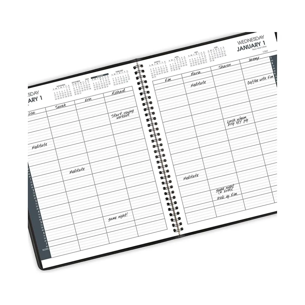 2025 AT-A-GLANCE 8.5" x 11" Calendar Year Daily Appointment Book, Faux Leather Cover, Black, 2/Set (70-212-05-25)