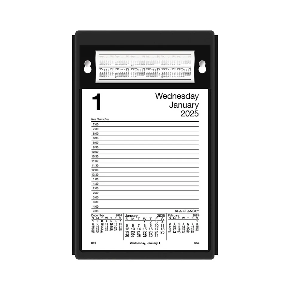 2025 AT-A-GLANCE 8" x 5" Daily Desk Pad Calendar Refill, White/Black (E458-50-25)