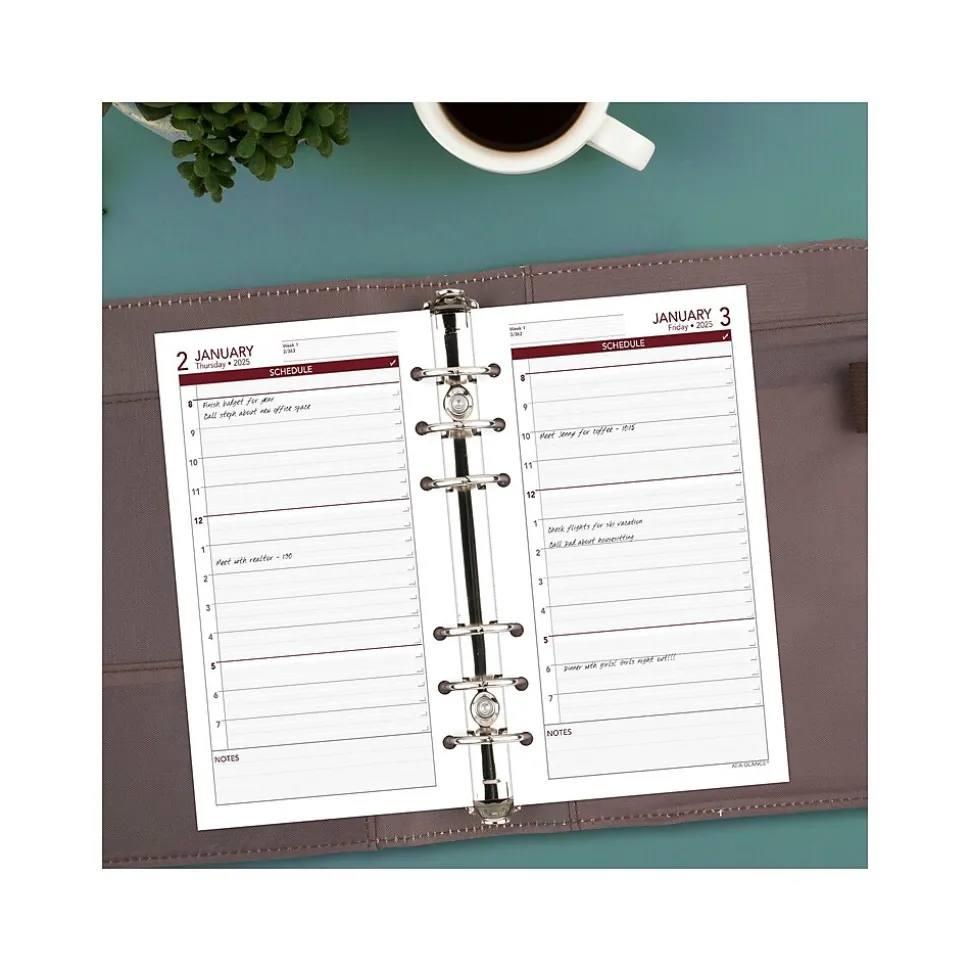 2025 AT-A-GLANCE 3.75" x 6.75" Daily Planner Refill, White/Red (063-125Y-25)