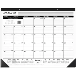 2025 AT-A-GLANCE 24" x 19" Monthly Desk Pad Calendar, White/Black (SK30-00-25)