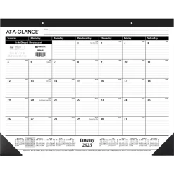 2025 AT-A-GLANCE 21.75" x 17" Monthly Desk Pad Calendar, White/Black (SK24-00-25)