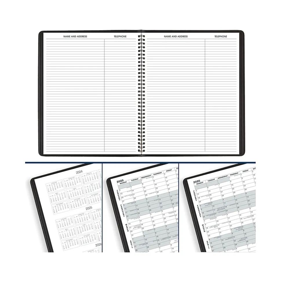 2025 AT-A-GLANCE 9" x 11" Monthly Planner, Faux Leather Cover, Black (70-260-05-25)