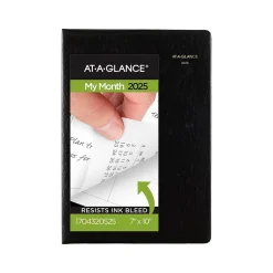 2025 AT-A-GLANCE 7" x 10" Monthly Planner, Faux Leather Cover, Black (70-432-05-25)