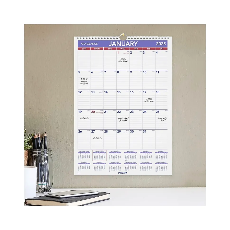 2025 AT-A-GLANCE 12" x 17" Monthly Wall Calendar, (PM2-28-25)