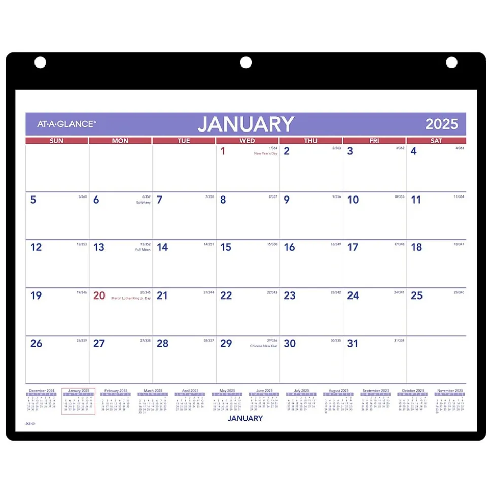 2025 AT-A-GLANCE 11" x 8" Monthly Wet-Erase Desk or Wall Calendar with Jacket, Multicolor (SK8-00-25)