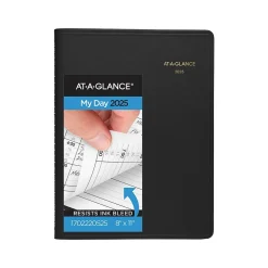 2025 AT-A-GLANCE 8.5" x 11" 2-Person Daily Appointment Book, Faux Leather Cover, Black (70-222-05-25)