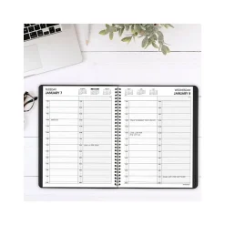 2025 AT-A-GLANCE 8.5" x 11" 2-Person Daily Appointment Book, Faux Leather Cover, Black (70-222-05-25)