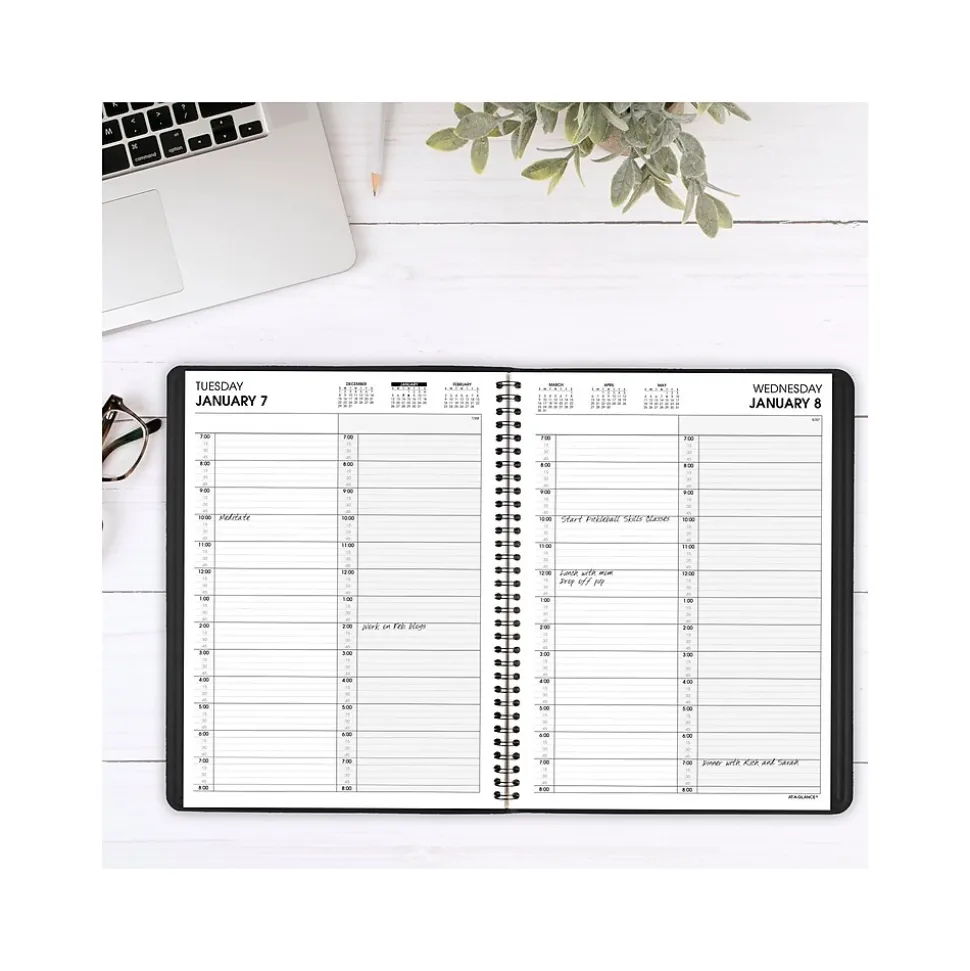 2025 AT-A-GLANCE 8.5" x 11" 2-Person Daily Appointment Book, Faux Leather Cover, Black (70-222-05-25)