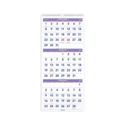 2025 AT-A-GLANCE 12" x 27" Three-Month Wall Calendar, White/Purple (PM11-28-25)