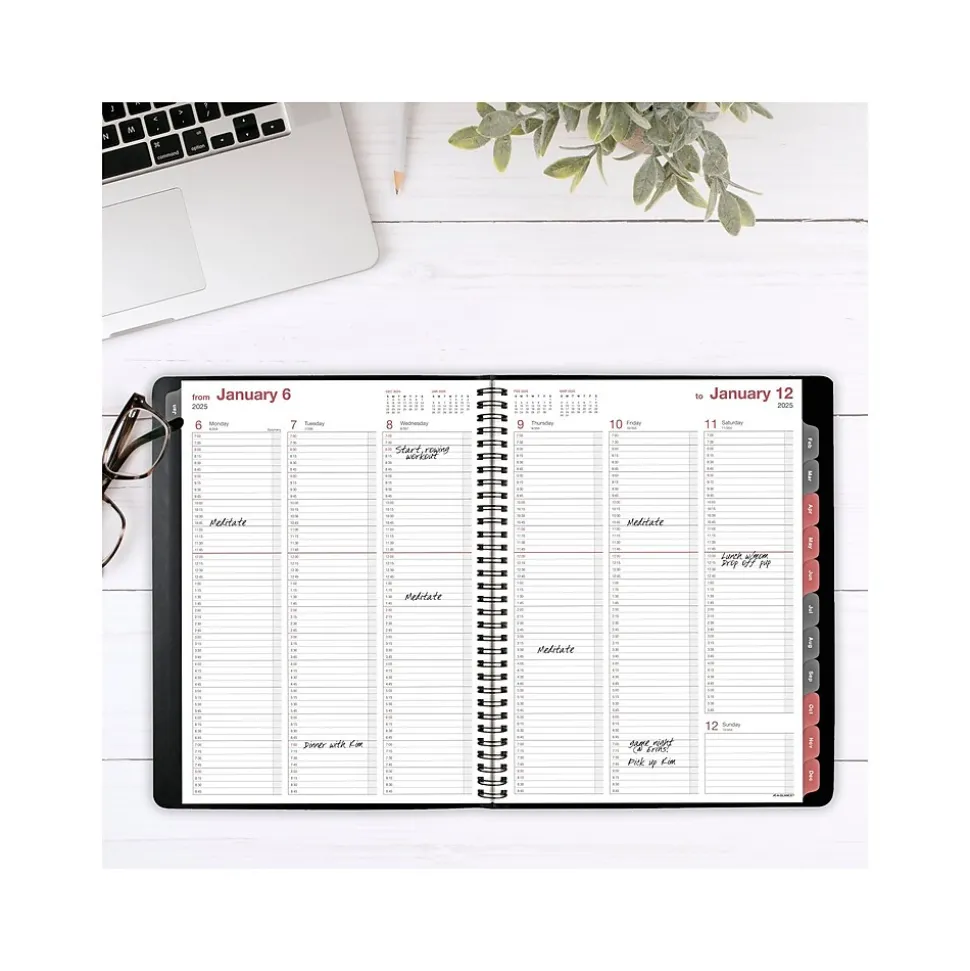 2025 AT-A-GLANCE 8" x 11" Weekly & Monthly Appointment Book, Faux Leather Cover, Black (33351-2501)