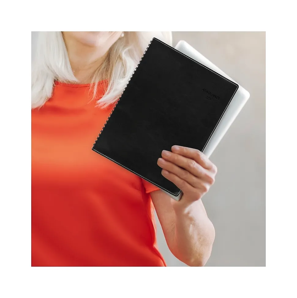 2025 AT-A-GLANCE 8" x 11" Weekly & Monthly Appointment Book, Faux Leather Cover, Black (33351-2501)