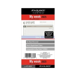 2025 AT-A-GLANCE 3.75" x 6.75" Weekly & Monthly Planner Refill, White/Brown (471-285Y-25)