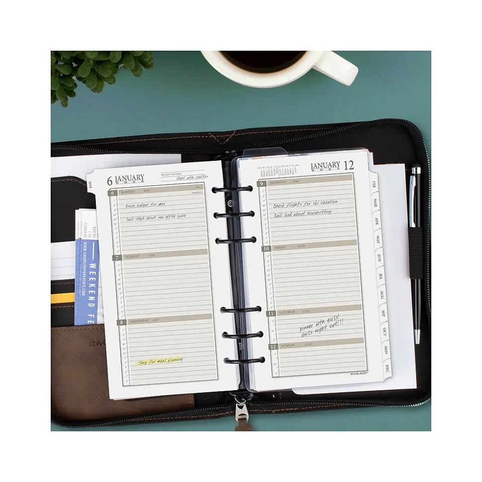 2025 AT-A-GLANCE 3.75" x 6.75" Weekly & Monthly Planner Refill, White/Brown (471-285Y-25)