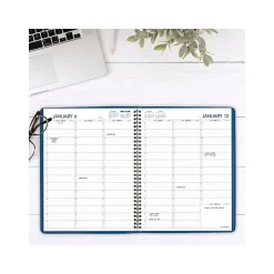 2025 AT-A-GLANCE 8.25" x 11" Weekly Appointment Book, Faux Leather Cover, Blue (70-940-20-25)