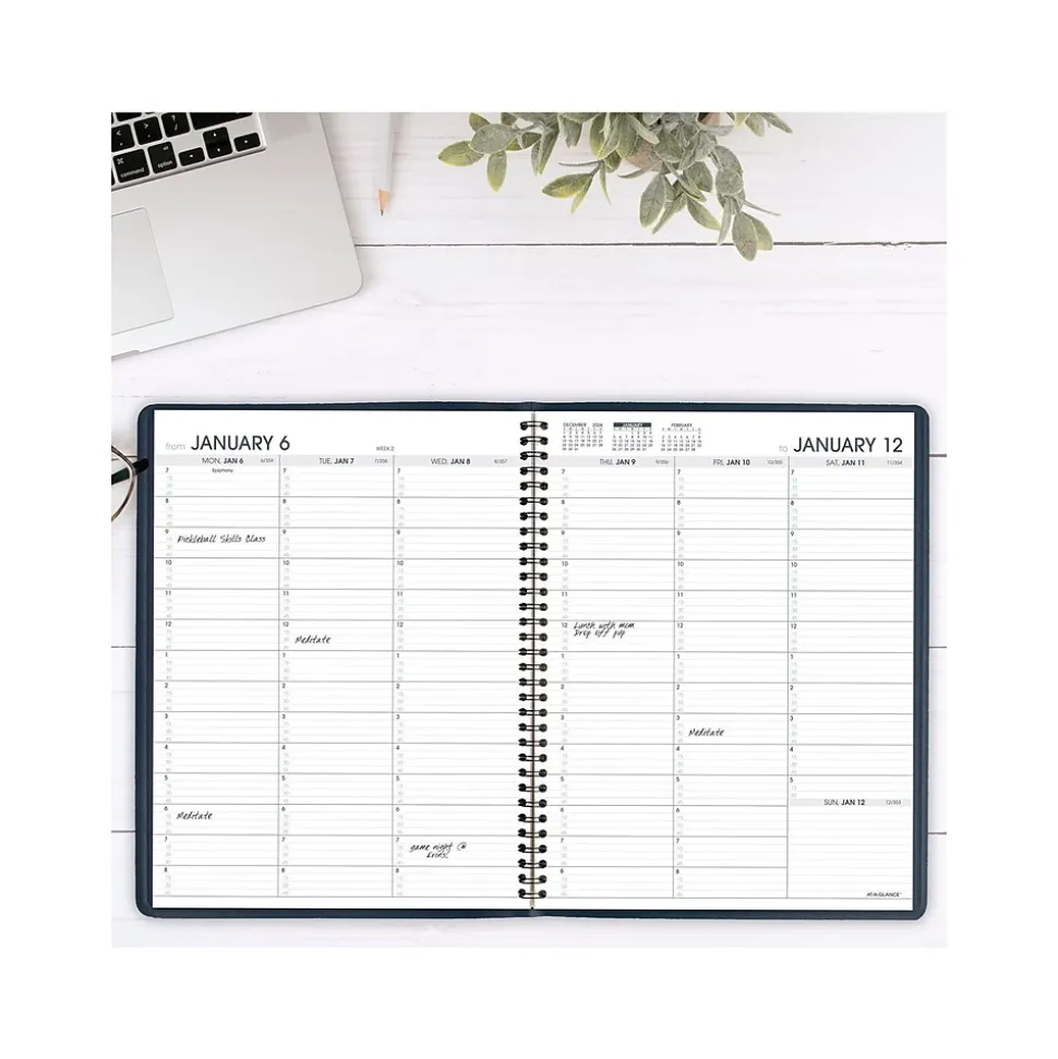 2025 AT-A-GLANCE 8.25" x 11" Weekly Appointment Book Planner, Faux Leather Cover, Navy (70-950-20-25)