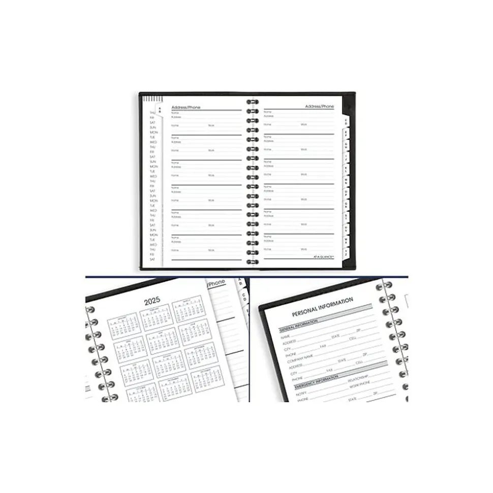 2025 AT-A-GLANCE 3.25" x 6.25" Weekly Appointment Book, Faux Leather Cover, Black (70-008-05-25)