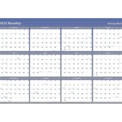 2025 AT-A-GLANCE 48" x 32" Yearly Dry Erase Wall Calendar, Reversible, White/Blue (A1152-25)