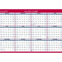 2025 AT-A-GLANCE 48" x 32" Yearly Dry Erase Wall Calendar, Reversible, White/Red (PM326-28-25)