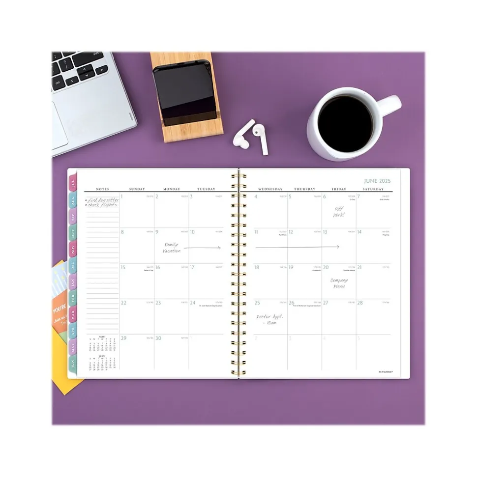 2024-2025 AT-A-GLANCE BADGE Floral 8.5" x 11" Academic Weekly & Monthly Planner, Plastic Cover, Multicolor (1710F-905A-25)