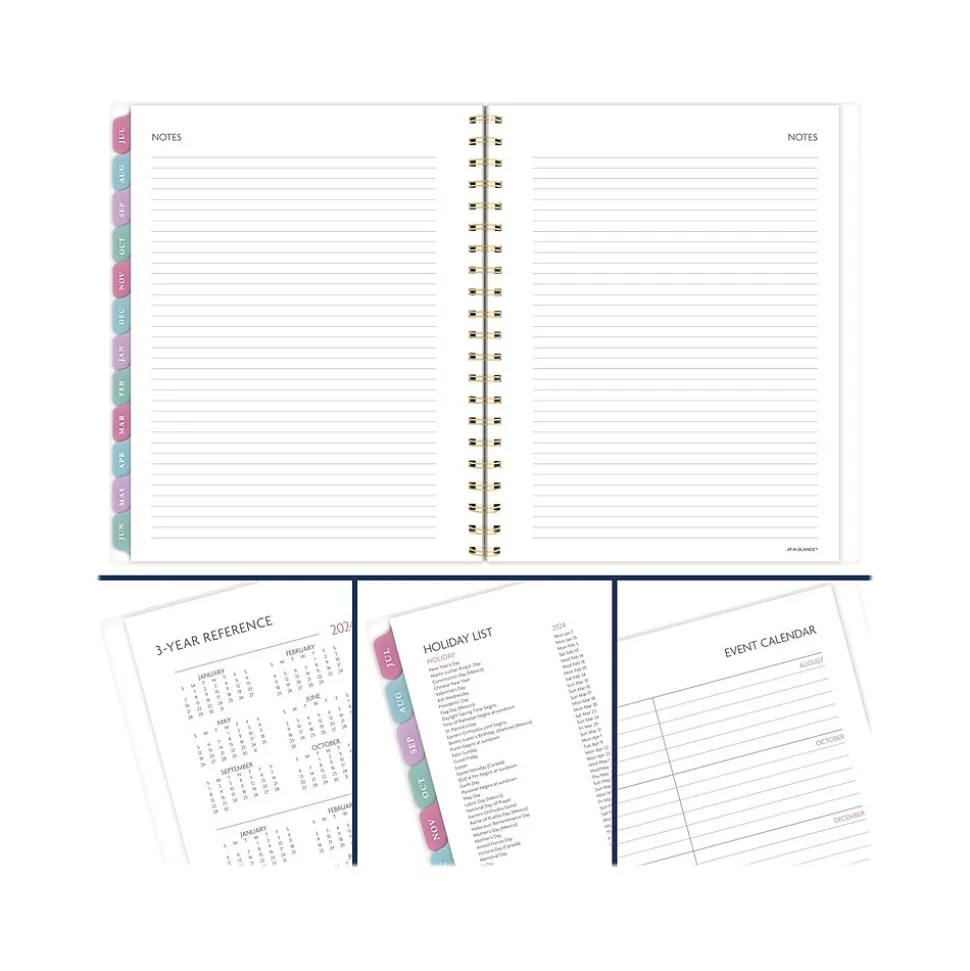 2024-2025 AT-A-GLANCE BADGE Floral 8.5" x 11" Academic Weekly & Monthly Planner, Plastic Cover, Multicolor (1710F-905A-25)