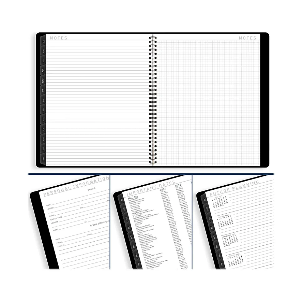 2024-2025 AT-A-GLANCE Contemporary 9" x 11" Academic Monthly Planner, Faux Leather Cover, Black (70-074X-05-25)