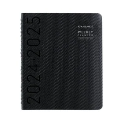 2024-2025 AT-A-GLANCE Contemporary 8.25" x 11" Academic Weekly & Monthly Planner, Faux Leather Cover, Graphite