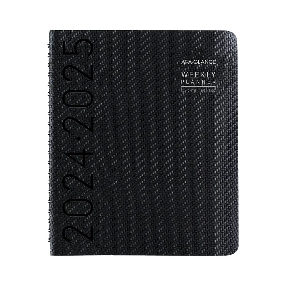 2024-2025 AT-A-GLANCE Contemporary 8.25" x 11" Academic Weekly & Monthly Planner, Faux Leather Cover, Graphite