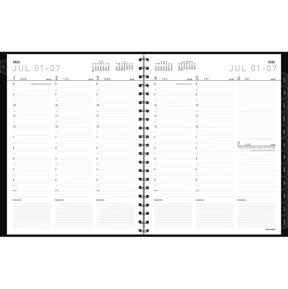 2024-2025 AT-A-GLANCE Contemporary 8.25" x 11" Academic Weekly & Monthly Planner, Faux Leather Cover, Graphite