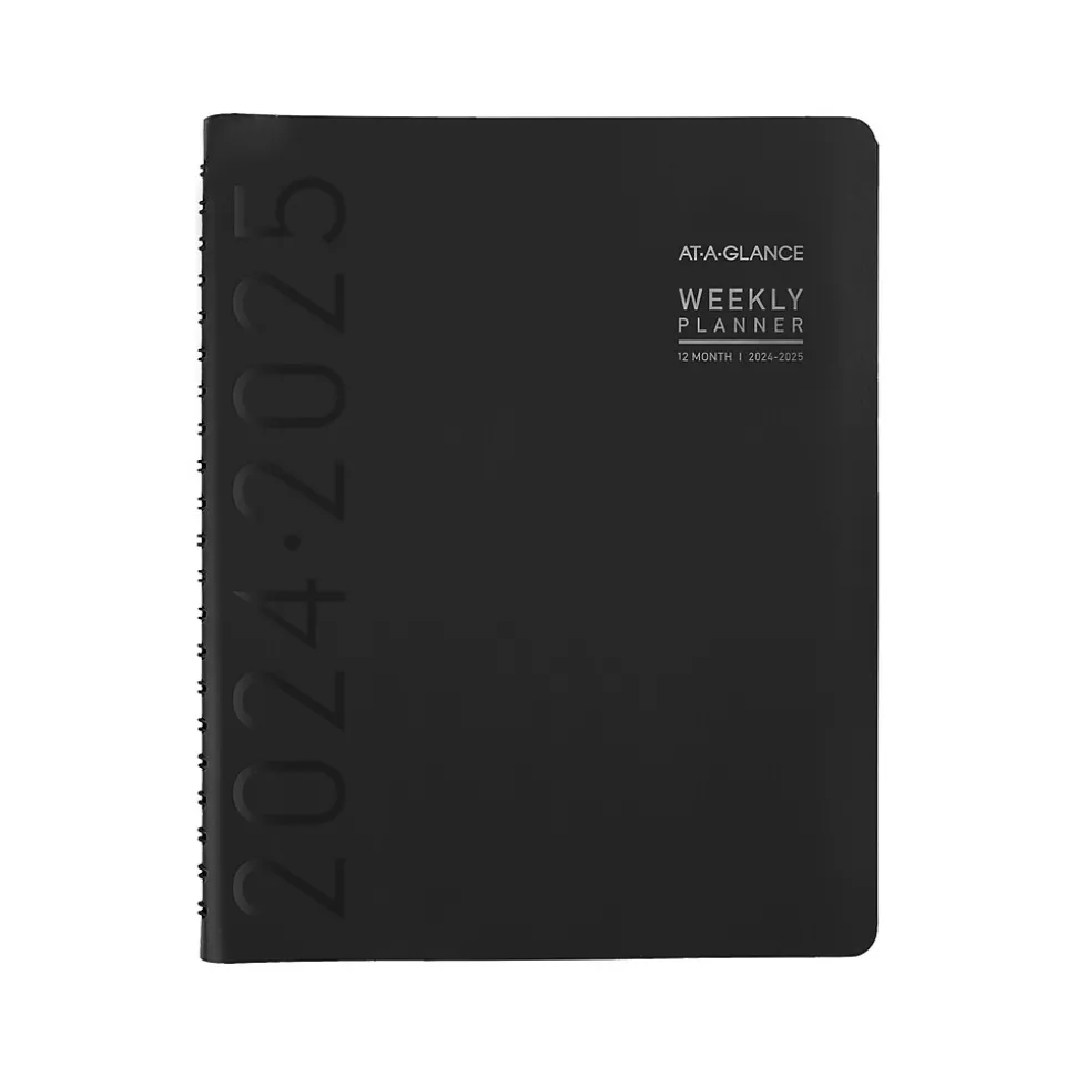 2024-2025 AT-A-GLANCE Contemporary 8.25" x 11" Academic Weekly & Monthly Planner, Faux Leather Cover, Black (70-957X-05-25)