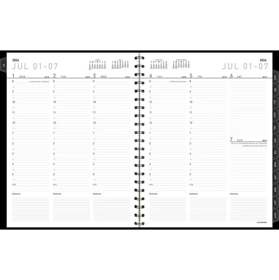 2024-2025 AT-A-GLANCE Contemporary 8.25" x 11" Academic Weekly & Monthly Planner, Faux Leather Cover, Black (70-957X-05-25)