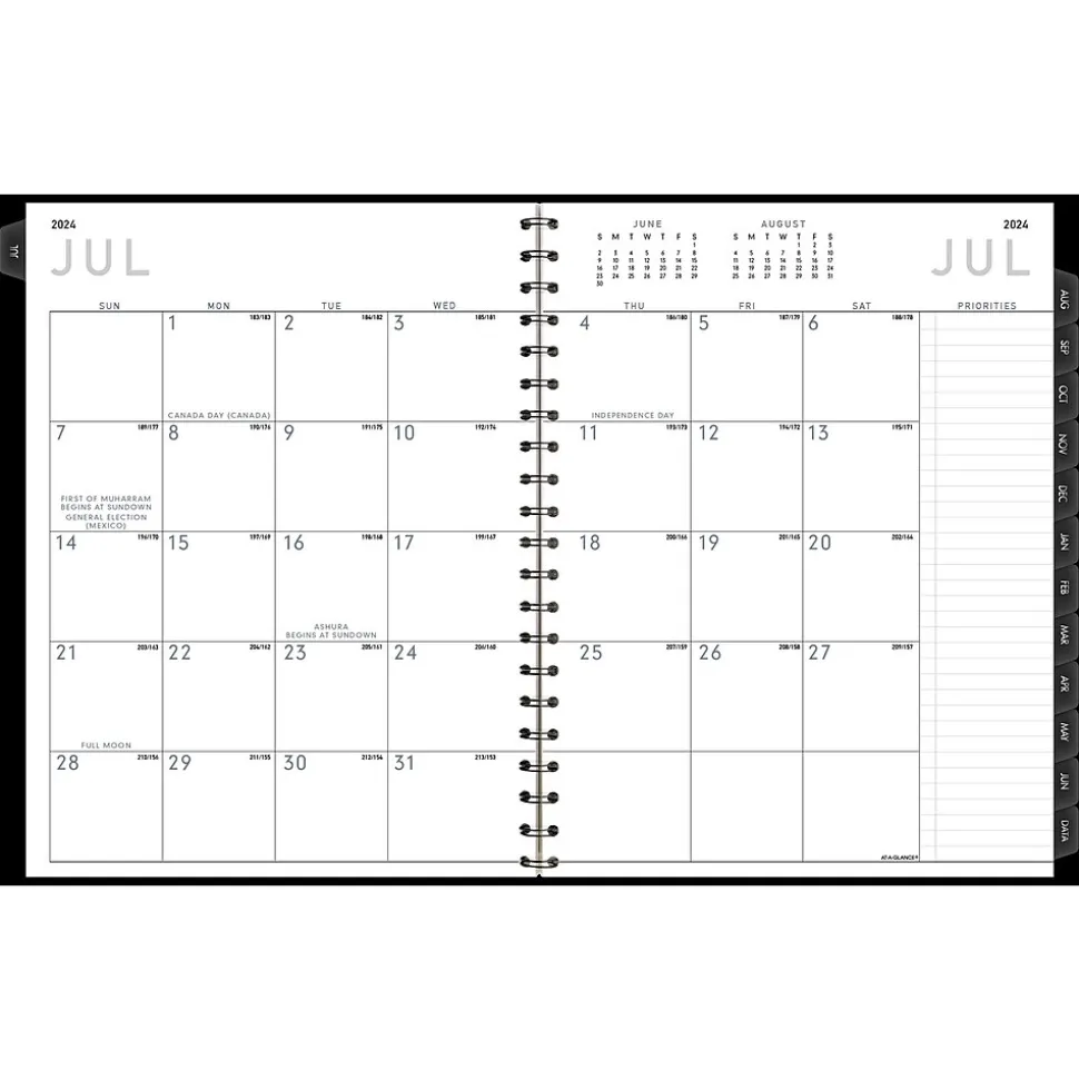 2024-2025 AT-A-GLANCE Contemporary 8.25" x 11" Academic Weekly & Monthly Planner, Faux Leather Cover, Black (70-957X-05-25)