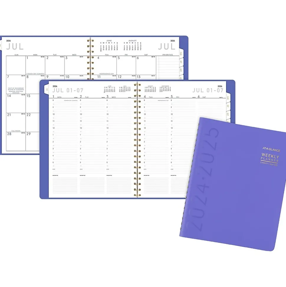 2024-2025 AT-A-GLANCE Contemporary 8.25" x 11" Academic Weekly & Monthly Planner, Faux Leather Cover, Purple (70-957X-18-25)