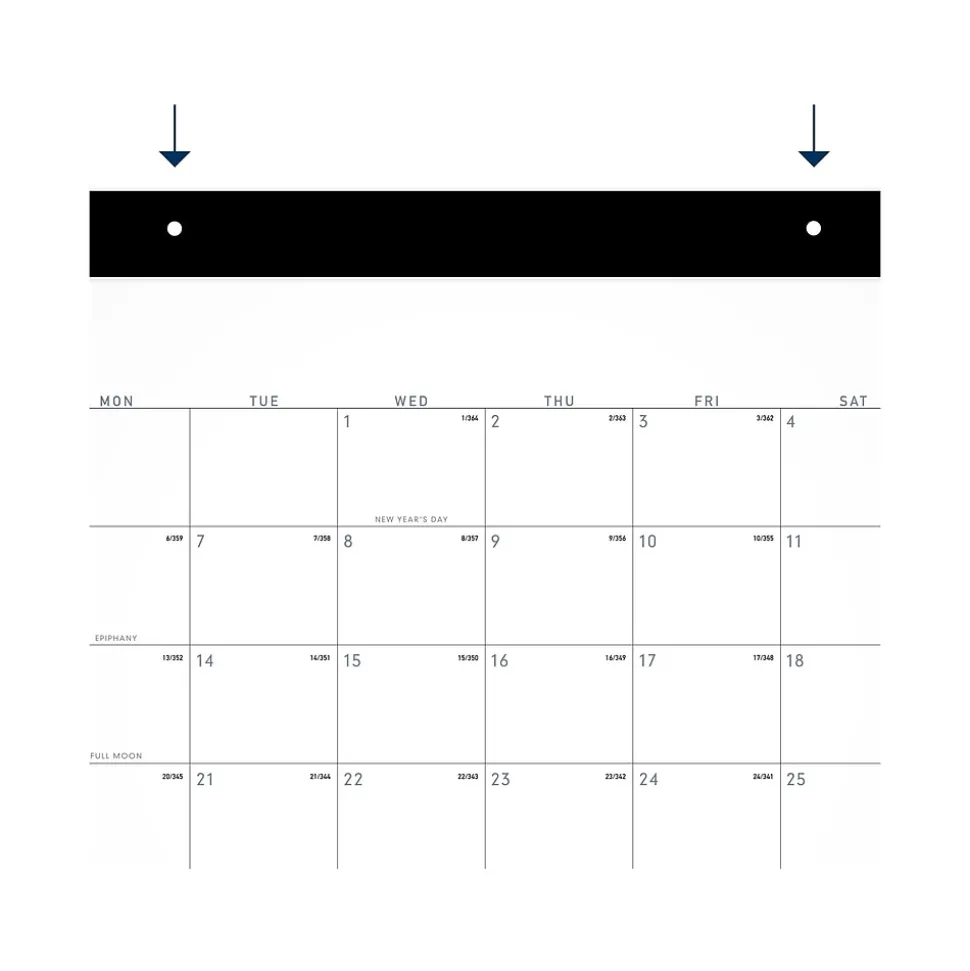 2025 AT-A-GLANCE Contemporary 21.75" x 17" Monthly Desk Pad Calendar, White/Black (SK24X-00-25)
