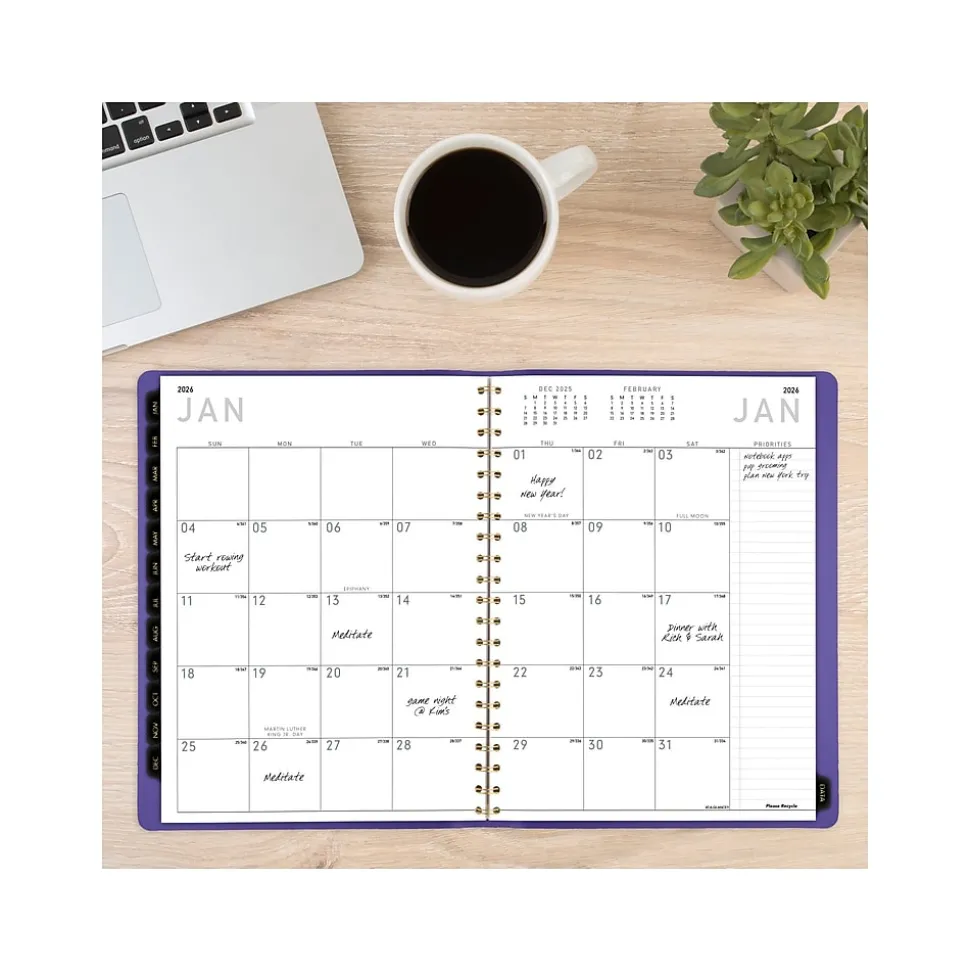 2025 AT-A-GLANCE Contemporary 8.25" x 11" Weekly & Monthly Planner, Faux Leather Cover, Purple (70-940X-14-25)