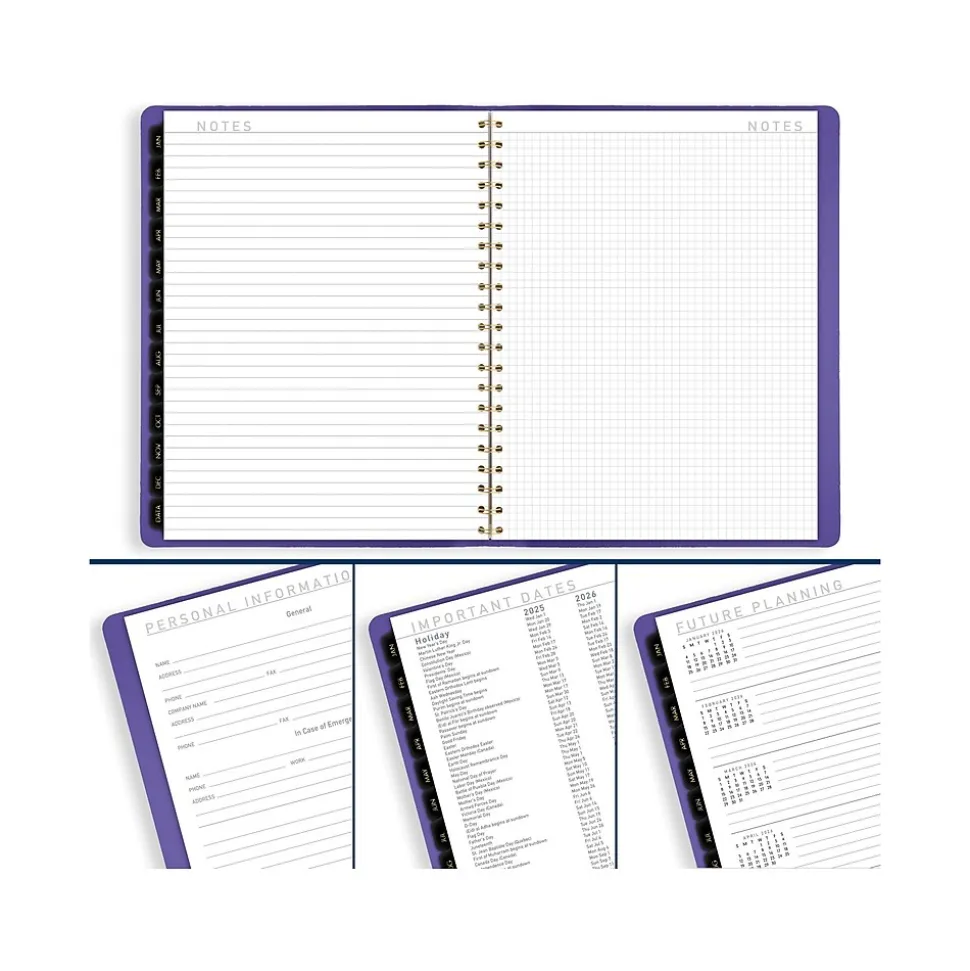 2025 AT-A-GLANCE Contemporary 8.25" x 11" Weekly & Monthly Planner, Faux Leather Cover, Purple (70-940X-14-25)