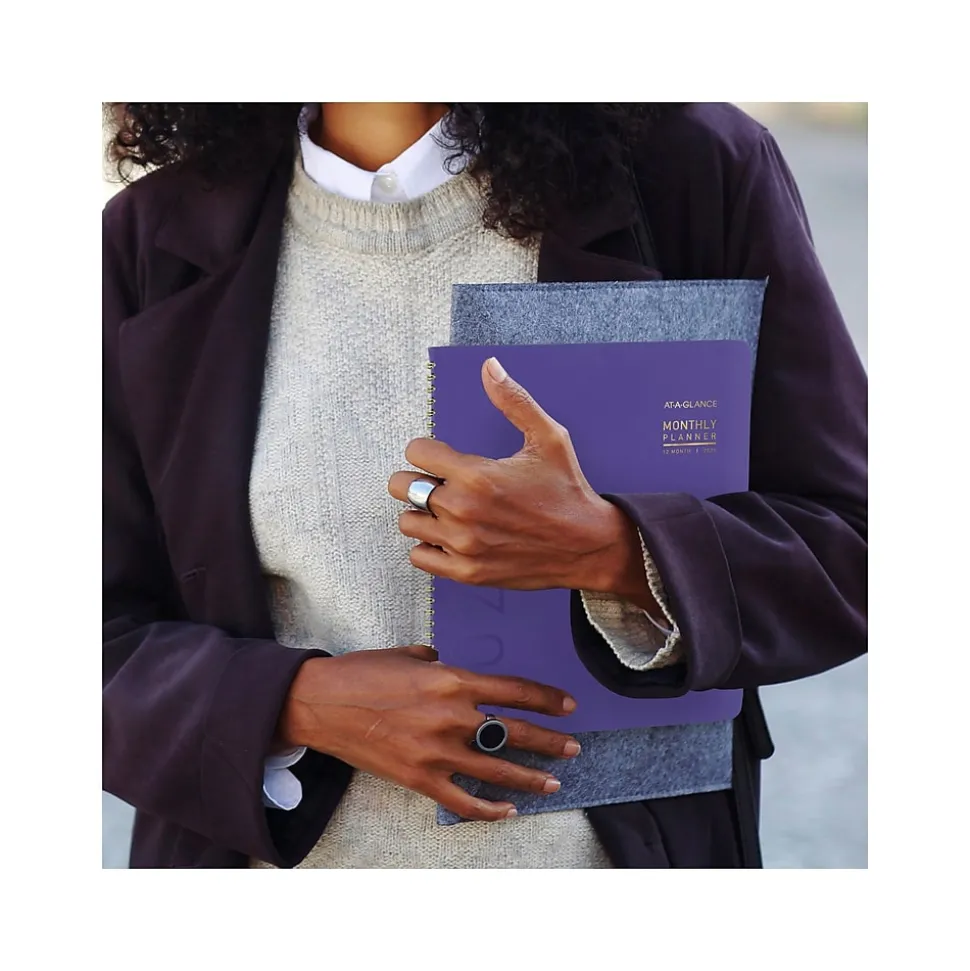 2025 AT-A-GLANCE Contemporary 9" x 11" Monthly Planner, Faux Leather Cover, Purple (70-250X-14-25)