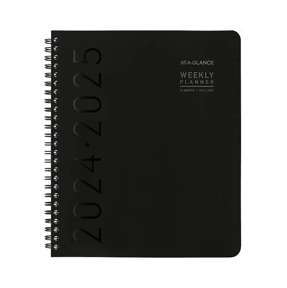2024-2025 AT-A-GLANCE Contemporary Lite 7" x 8.75" Academic Weekly & Monthly Planner, Faux Leather Cover, Black