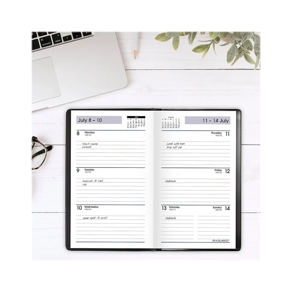 2024-2025 AT-A-GLANCE DayMinder 3.5" x 6" Academic Weekly Planner, Black (AY48-00-25)