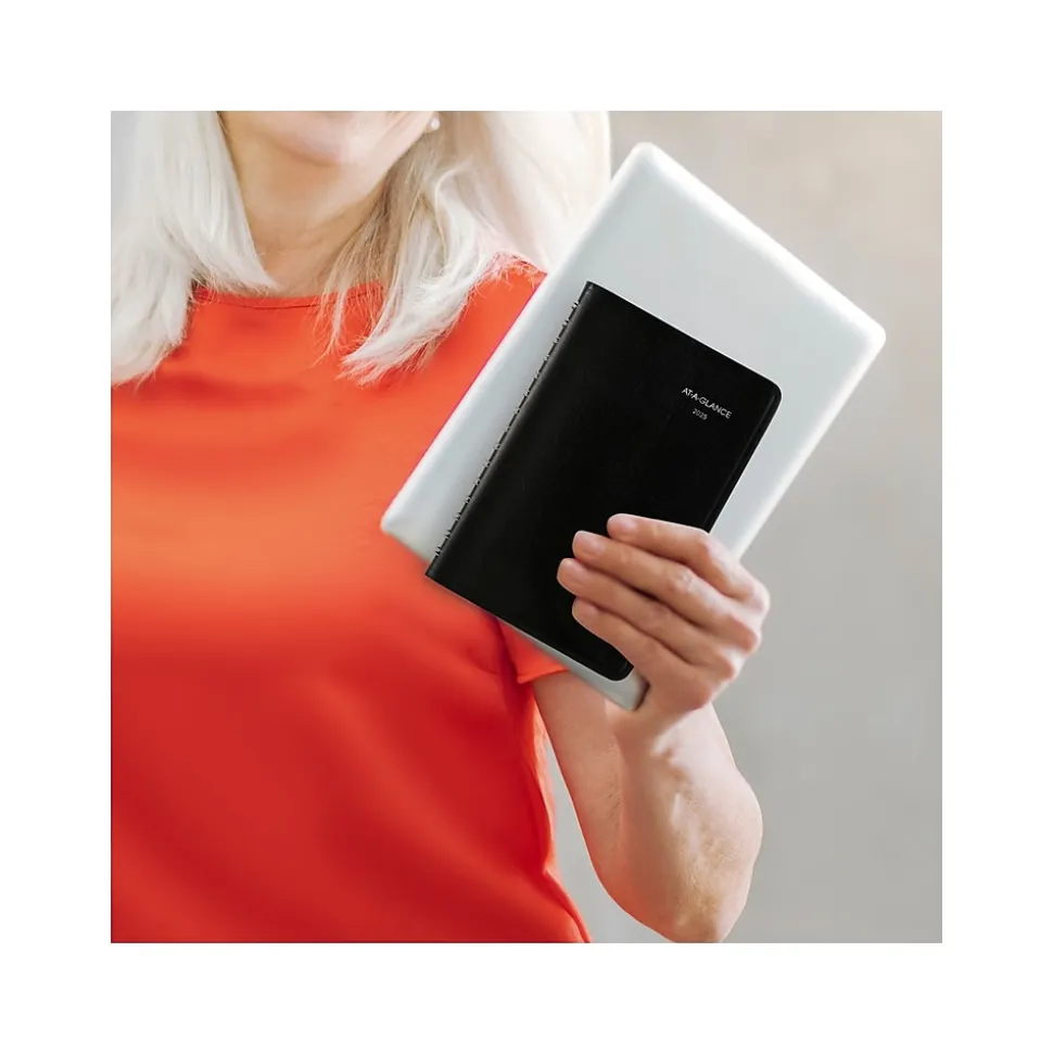 2025 AT-A-GLANCE DayMinder 5" x 8" Daily Planner, Faux Leather Cover, Black (SK46-00-25)