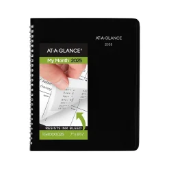 2025 AT-A-GLANCE DayMinder 7" x 8.75" Monthly Planner, Faux Leather Cover, Black (G400-00-25)