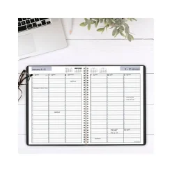 2025 AT-A-GLANCE DayMinder 8" x 11" Weekly Appointment Book, Faux Leather Cover, Black (G520-00-25)
