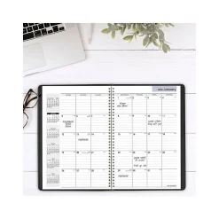 2025 AT-A-GLANCE DayMinder 8" x 12" Monthly Planner, Faux Leather Cover, Black (G470-00-25)