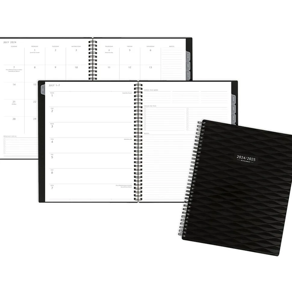 2024-2025 AT-A-GLANCE Elevation 8.5" x 11" Academic Weekly & Monthly Planner, Poly Cover, Black (75-959P-05-25)